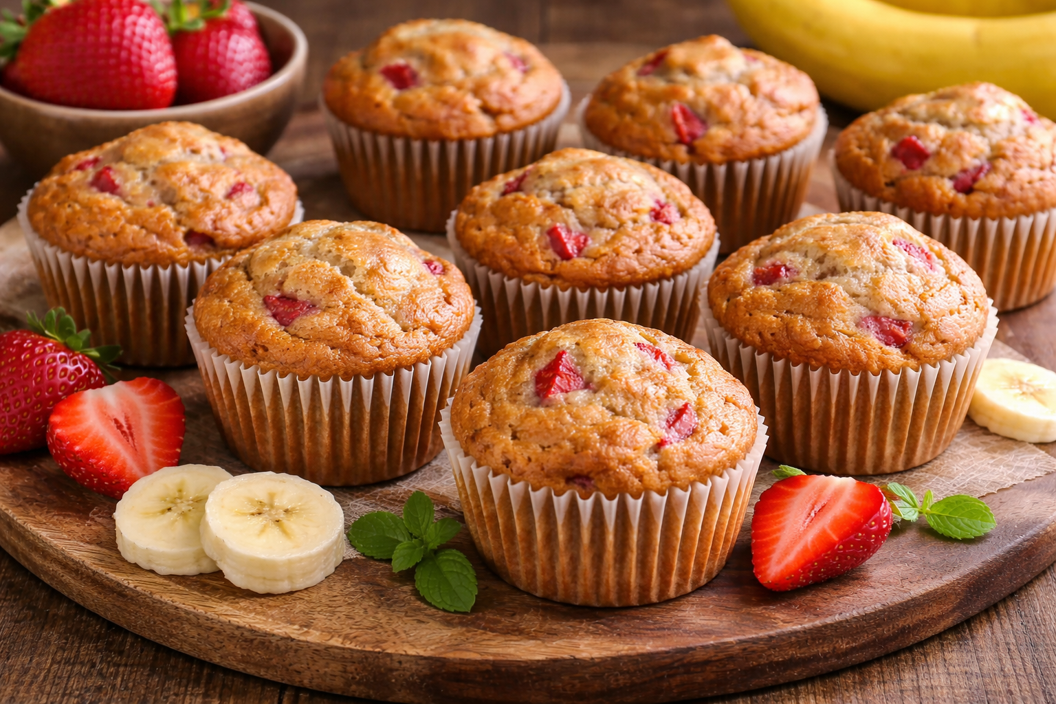 Strawberry Banana Bread Muffins Recipe