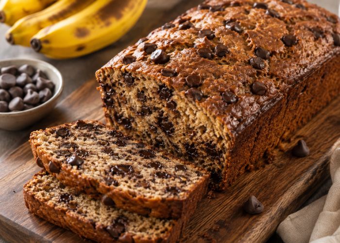 Brown Butter Banana Bread with Chocolate Chips Recipe